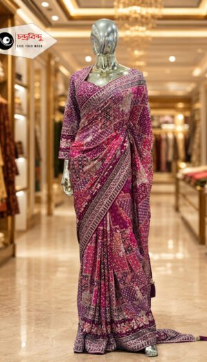 Festive Saree with Contrast Blouse