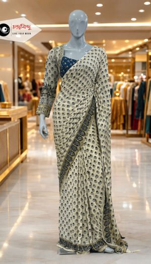 Festive Saree with Contrast Blouse