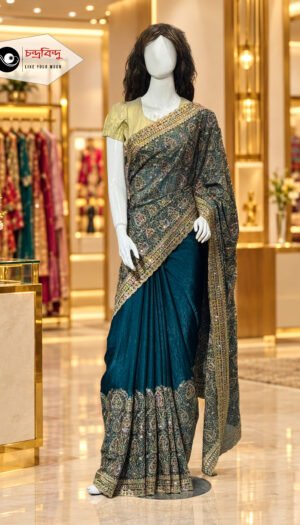 Festive Saree with Contrast Blouse