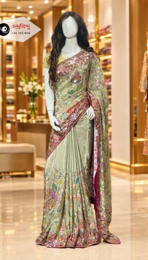 Festive Saree with Contrast Blouse