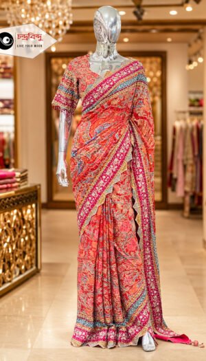Festive Saree with Contrast Blouse