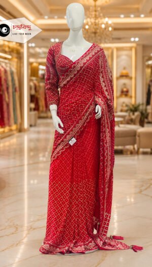 Festive Saree with Contrast Blouse